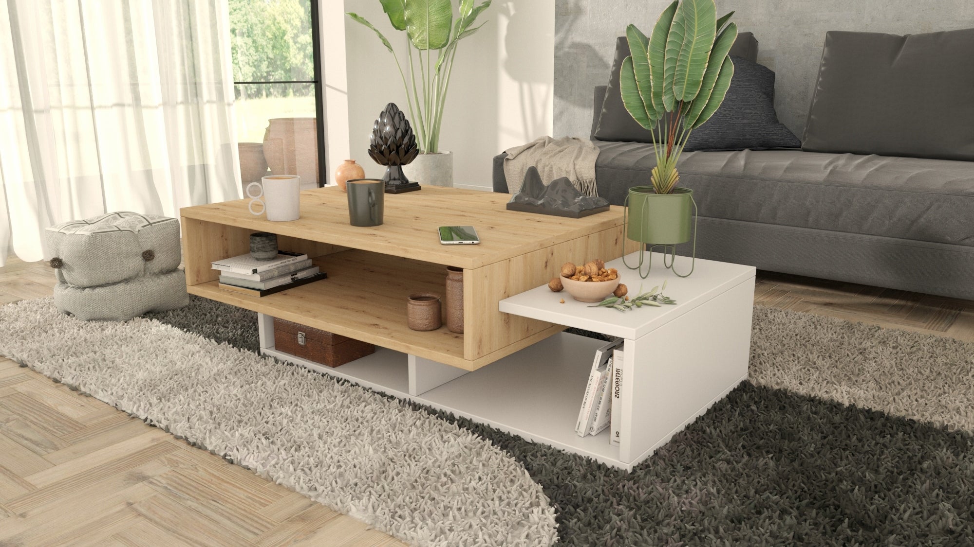 Ława stolik kawowy SARA artisan-biały loft retro - 4