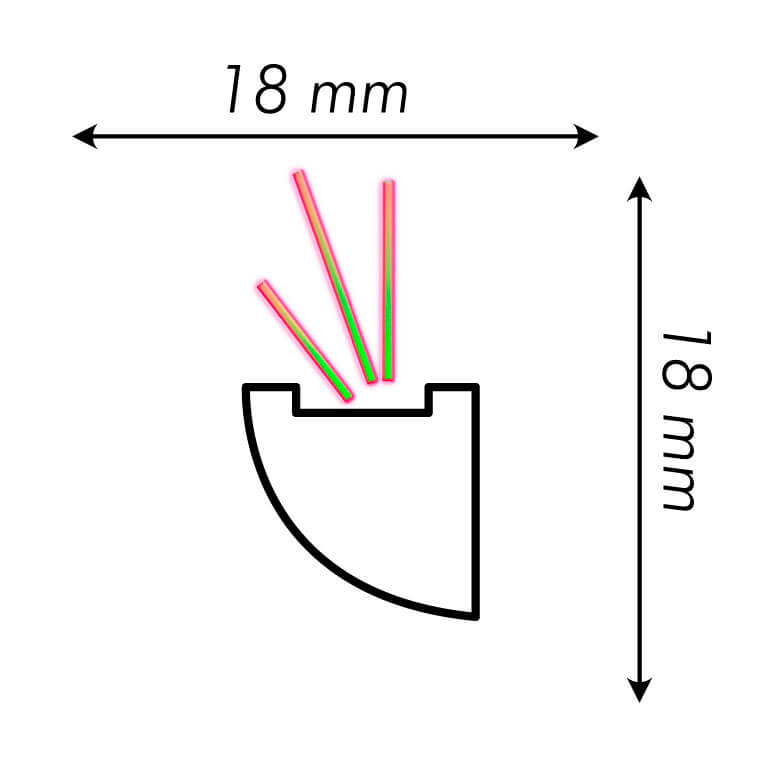 Moldura para LED L1818 - Polimeros extruidos de alta densidad - HIPS - Medidas: 200 x 1,8 x 1,8 cm - Bovelacci - 3