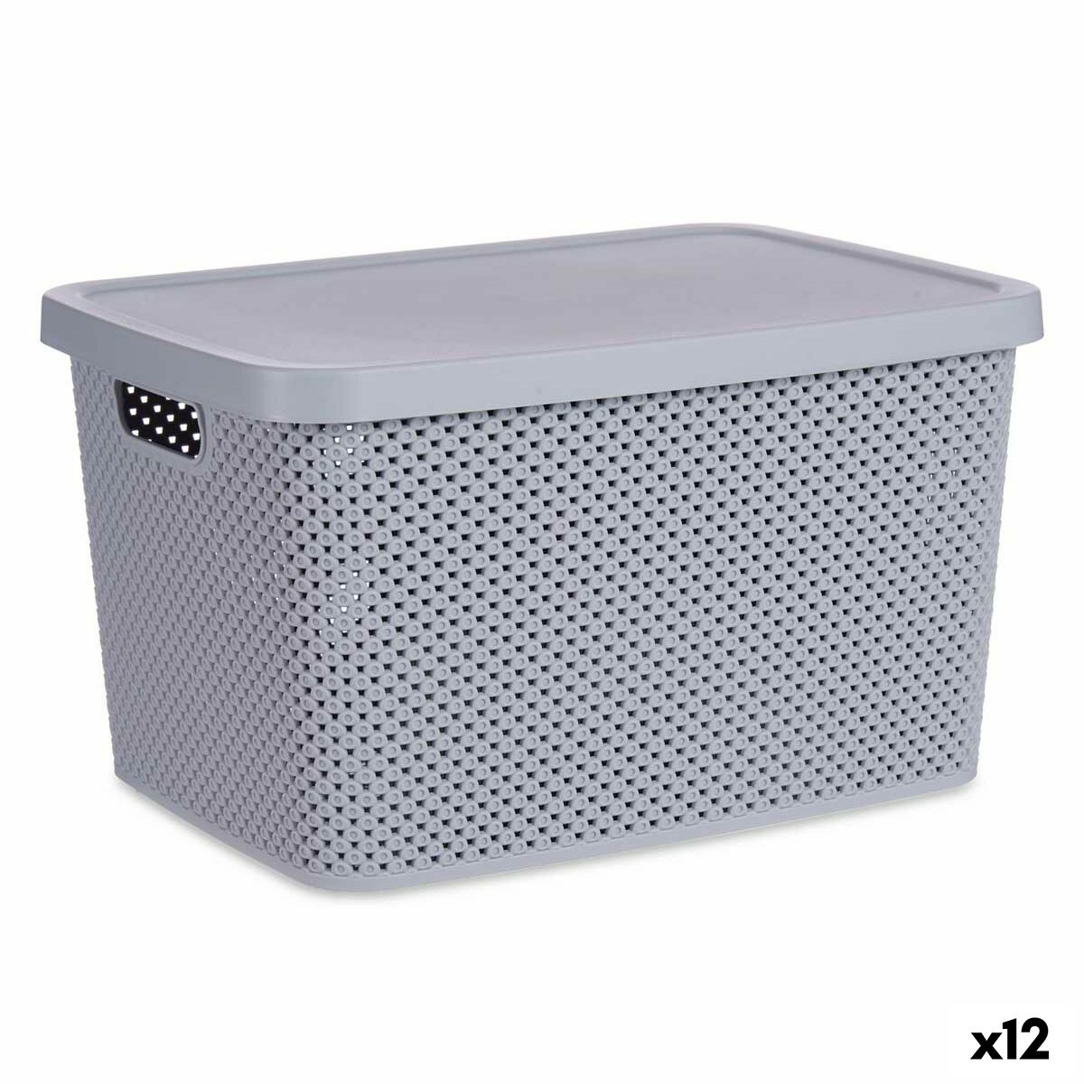 Boîte De Rangement Avec Couvercle Beige Plastique 19 L 28 X 22 X 39 Cm  12 Unites