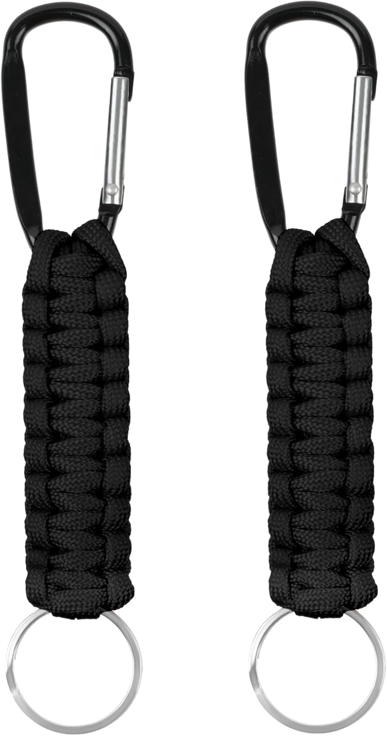 Pleciony karabińczyk, krótki brelok z linki paracord, brelok z liny z karabińczykiem, zestaw przetrwania na świeżym powietrzu, 2 szt.