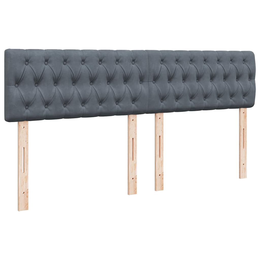 Cadre de lit pouf avec matelas gris foncé 200x200 cm en velours - 8