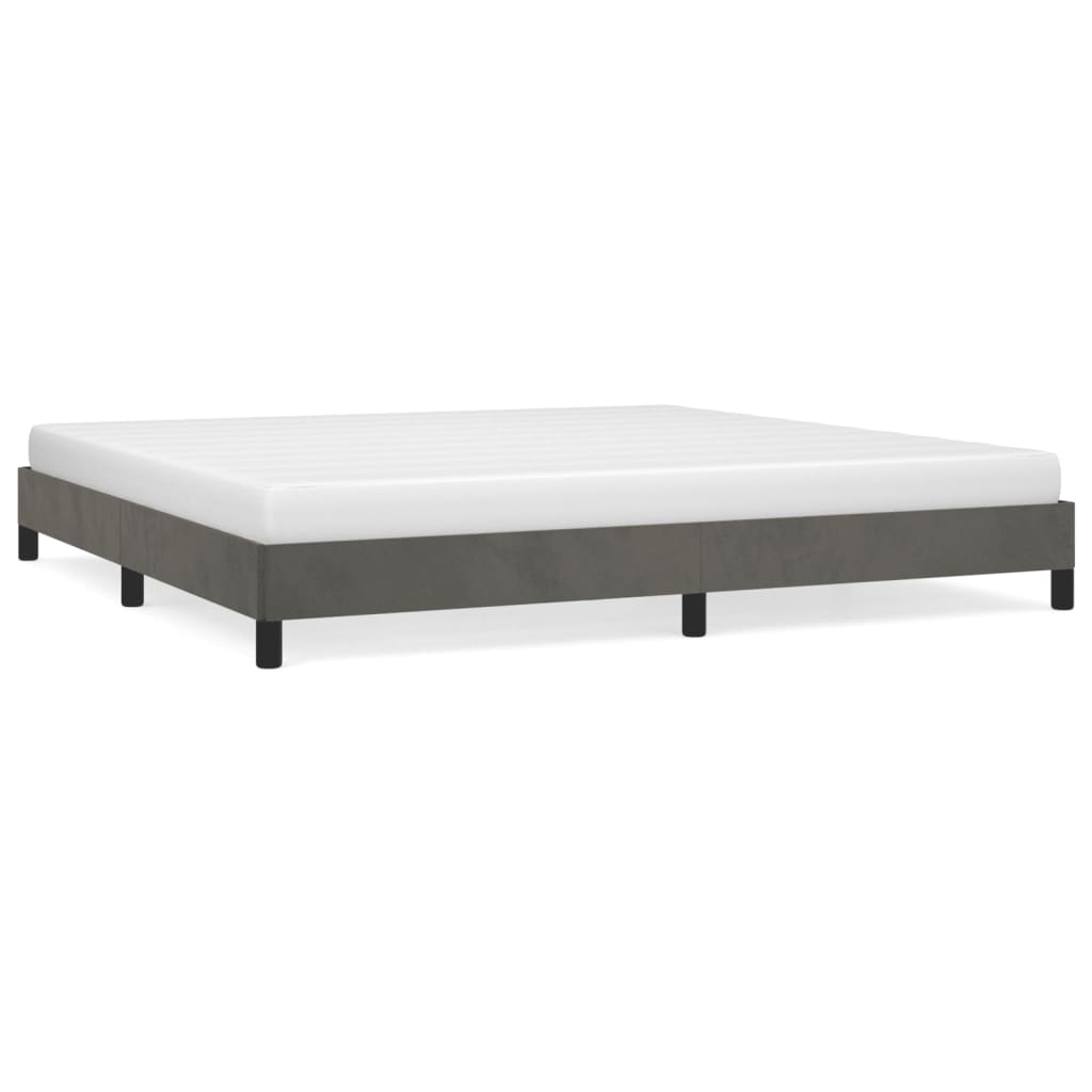 Cadre de lit sans matelas gris foncé 200x200 cm velours — COMFORTXL - 2
