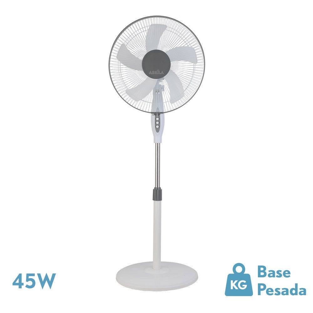 Ventilateur sur pied modèle Belmonte Blanc/gris 5 pales Ajustable Fixe et Rotatif FABRILAMP - 2