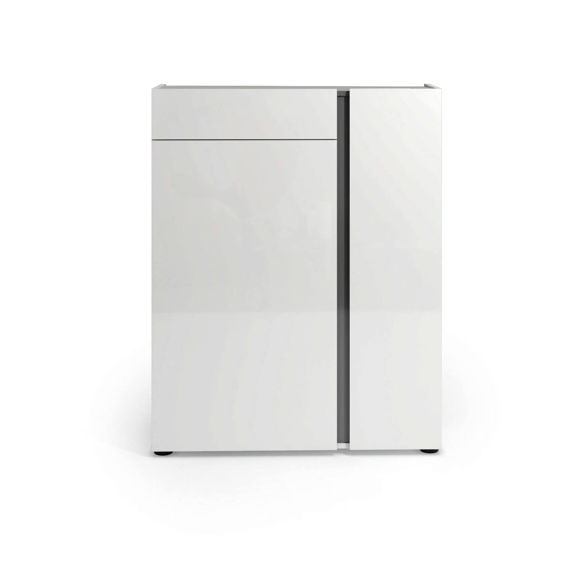 Dmora Scarpiera Alberton, Armadio Da Ingresso Bianco Lucido, Mobile Porta Scarpe Salvaspazio Con Ante E Ripiani, Made In Italy, 80x34x200 Cm - 5