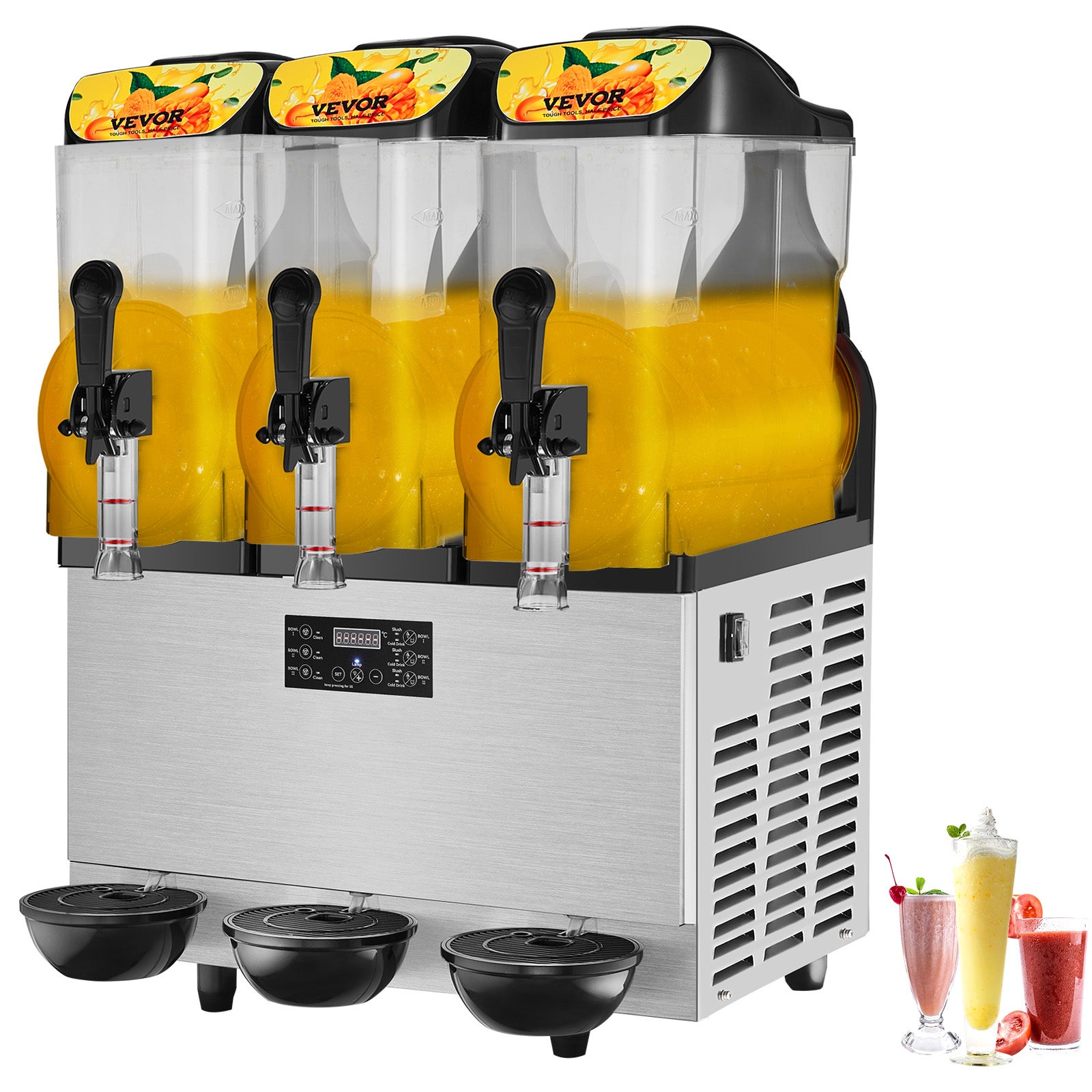 Machine à Granités Commerciale 2x8L En Inox - Pour Bars, Restaurants, Cafés - Réfrigération Rapide, Panneau Intelligent