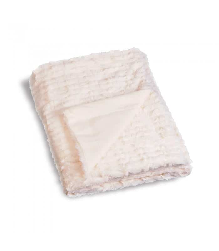 Plaid avec Imitation Fourrure - Ecru - 130x180 cm - Polyester - 2