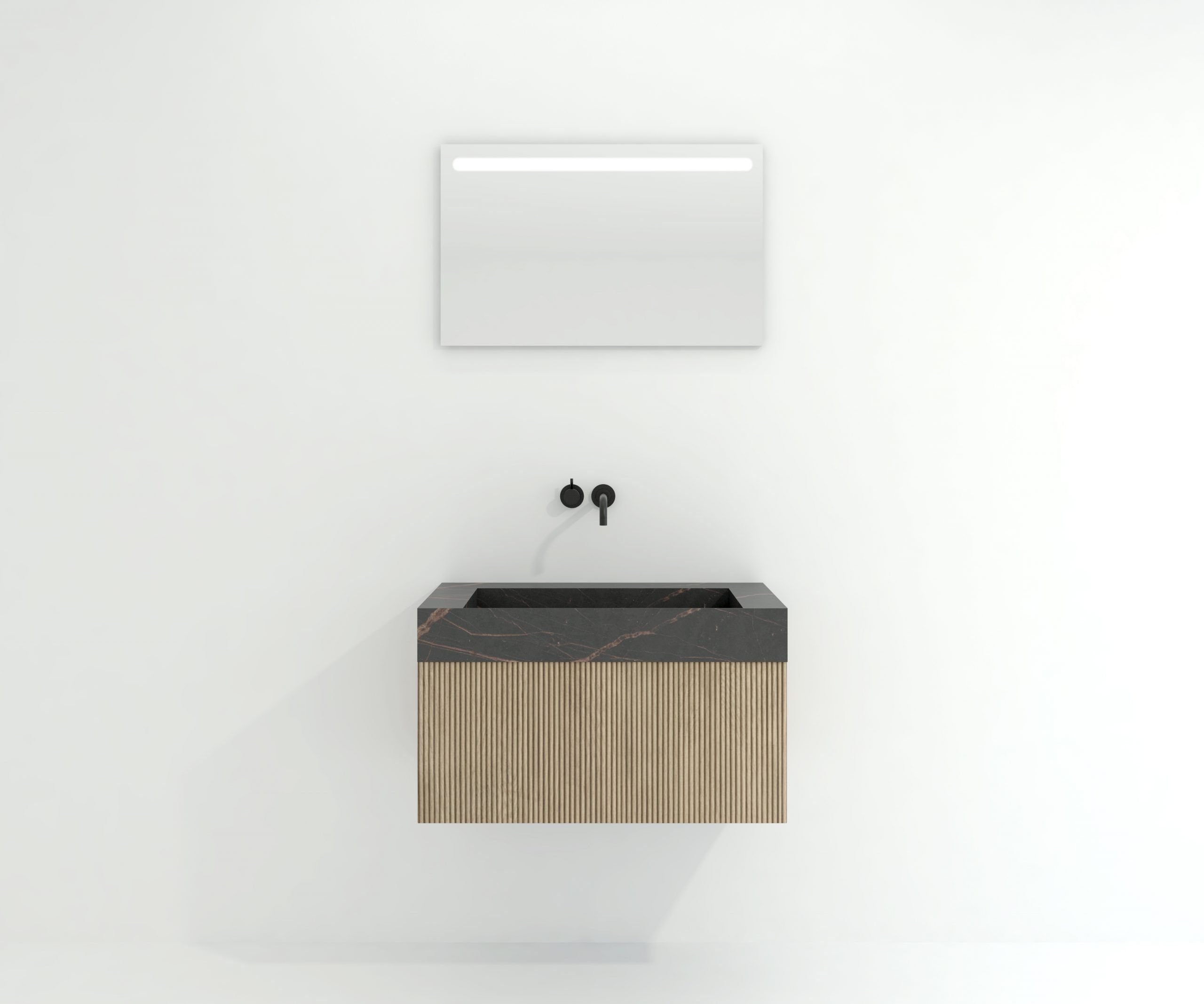 Pack Meuble Salle de Bain Avantarea avec Vasque Simple et Miroir LED NEOUVIELLE Dekton Laurent 120CM - 4
