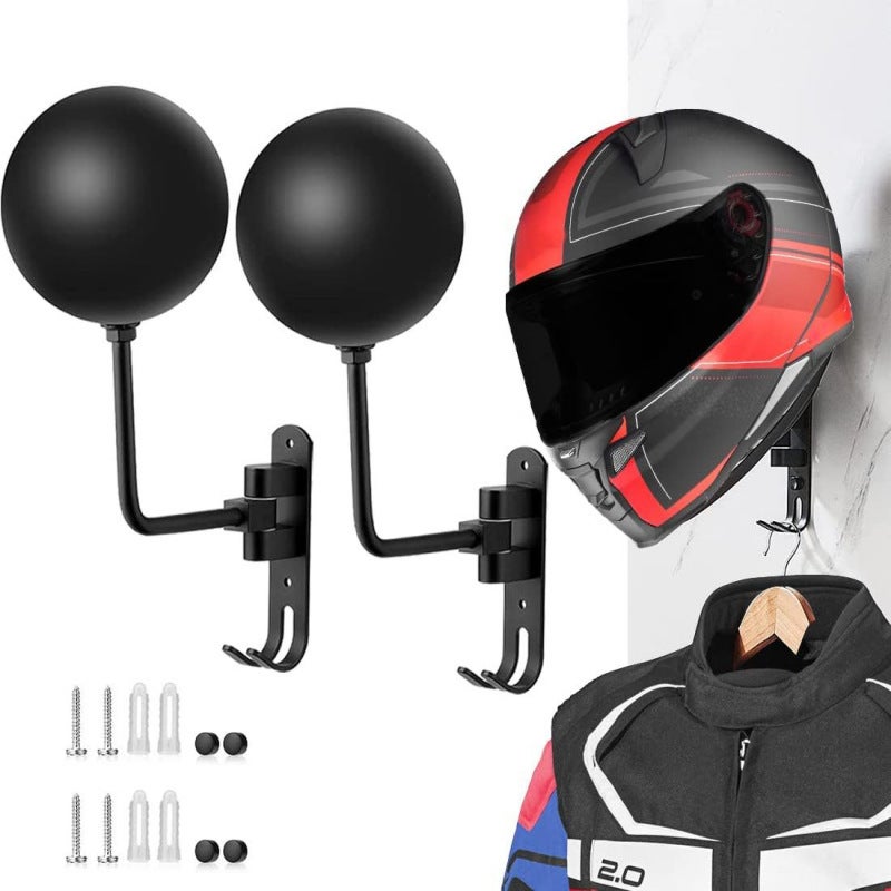 Uchwyt ścienny na kask motocyklowy, obrotowy hak 180 stopni, 2 sztuki, czarny