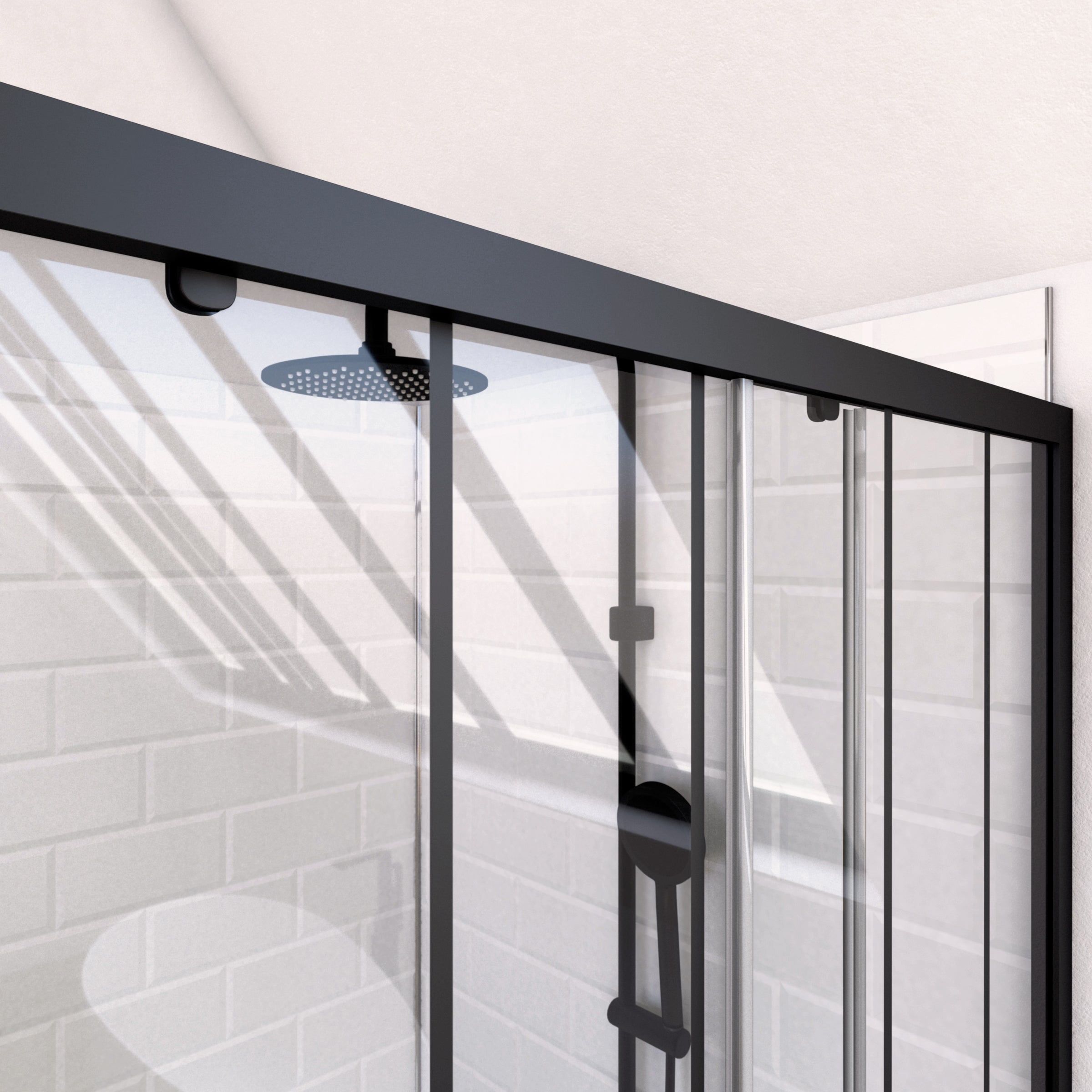 Paroi de douche 2 portes coulissantes 160x200 cm - Verre sérigraphié - Profilé Noir - CRUSHX - 5