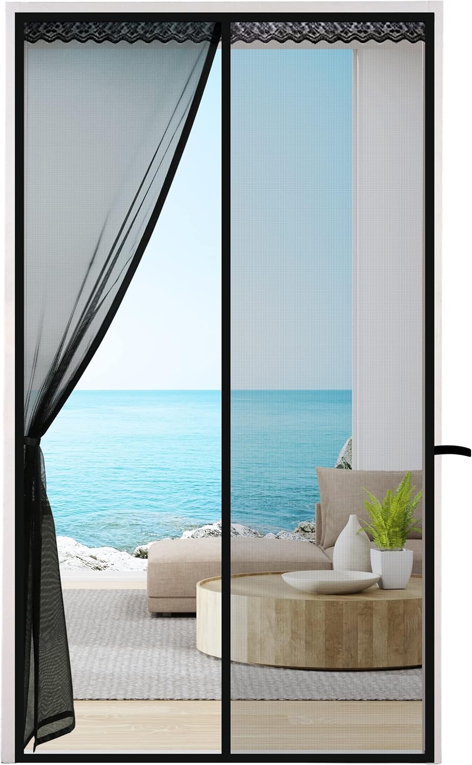 Moskitiera magnetyczna 110x220 cm, zasłona magnetyczna z ultradrobnych oczek, czarna