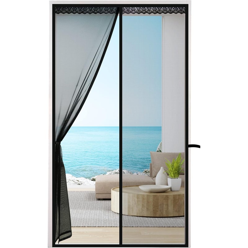 Moskitiera magnetyczna 110x220 cm, zasłona magnetyczna z ultradrobnych oczek, czarna