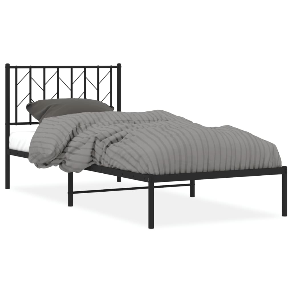 Łóżko Metalowe Czarne Rama Łóżka Ze Stelażem Do Sypialni Pokoju 90x200 cm