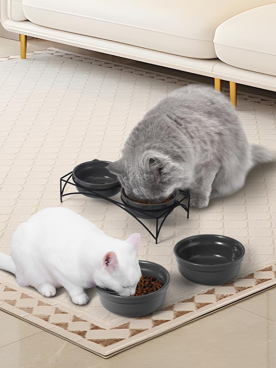 Y YHY Ciotole per gatti, 355 ml, grigio - 3