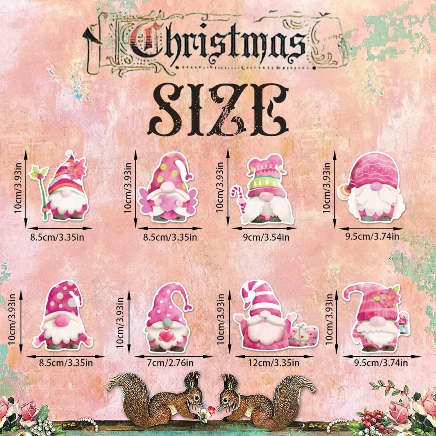 24 pingentes pequenos de árvore de Natal rosa, decoração para casa, presente para amigo, unissex (Papai Noel) - 3