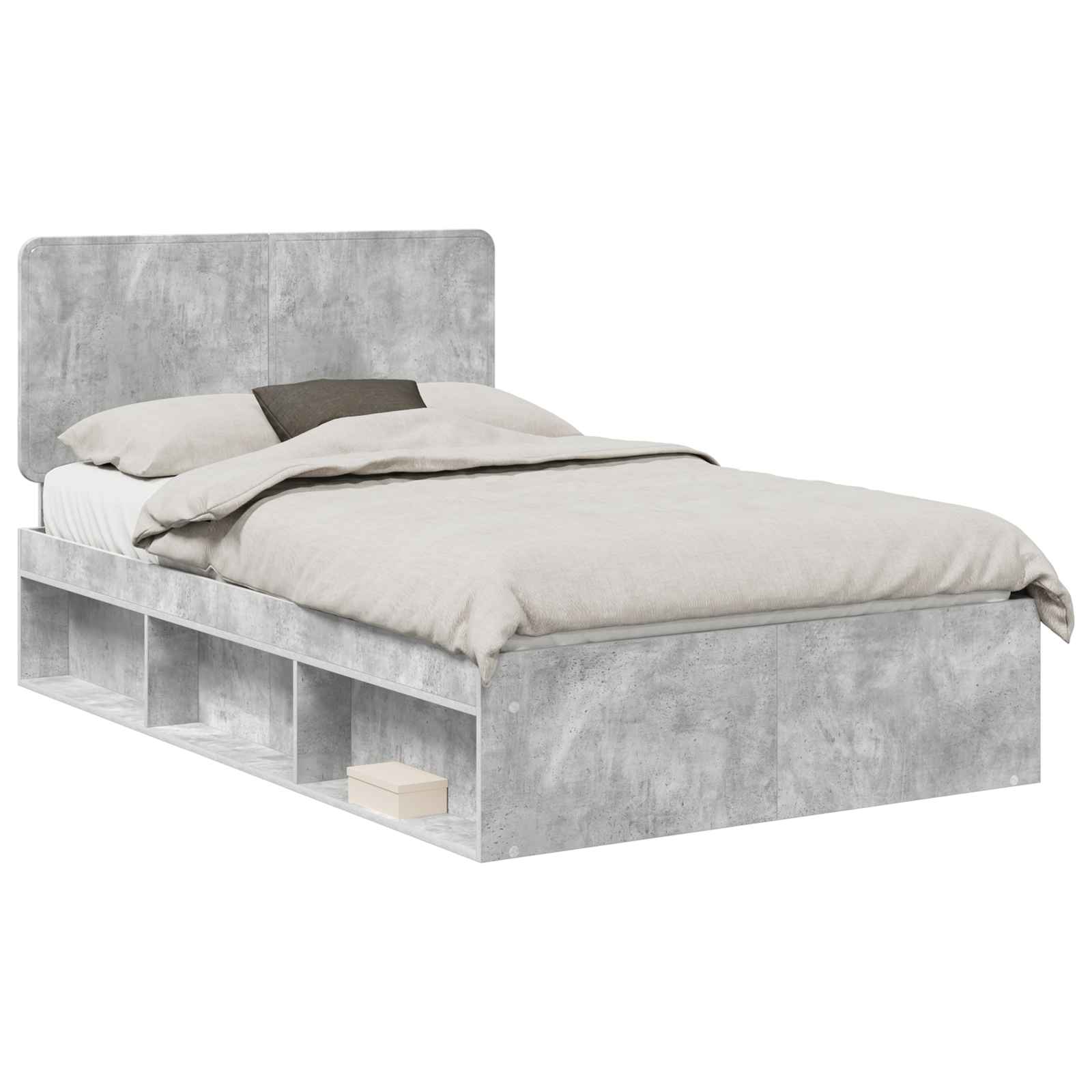 Cadre de lit Gris Béton 135 x 190 cm Bois de pin massif - 2