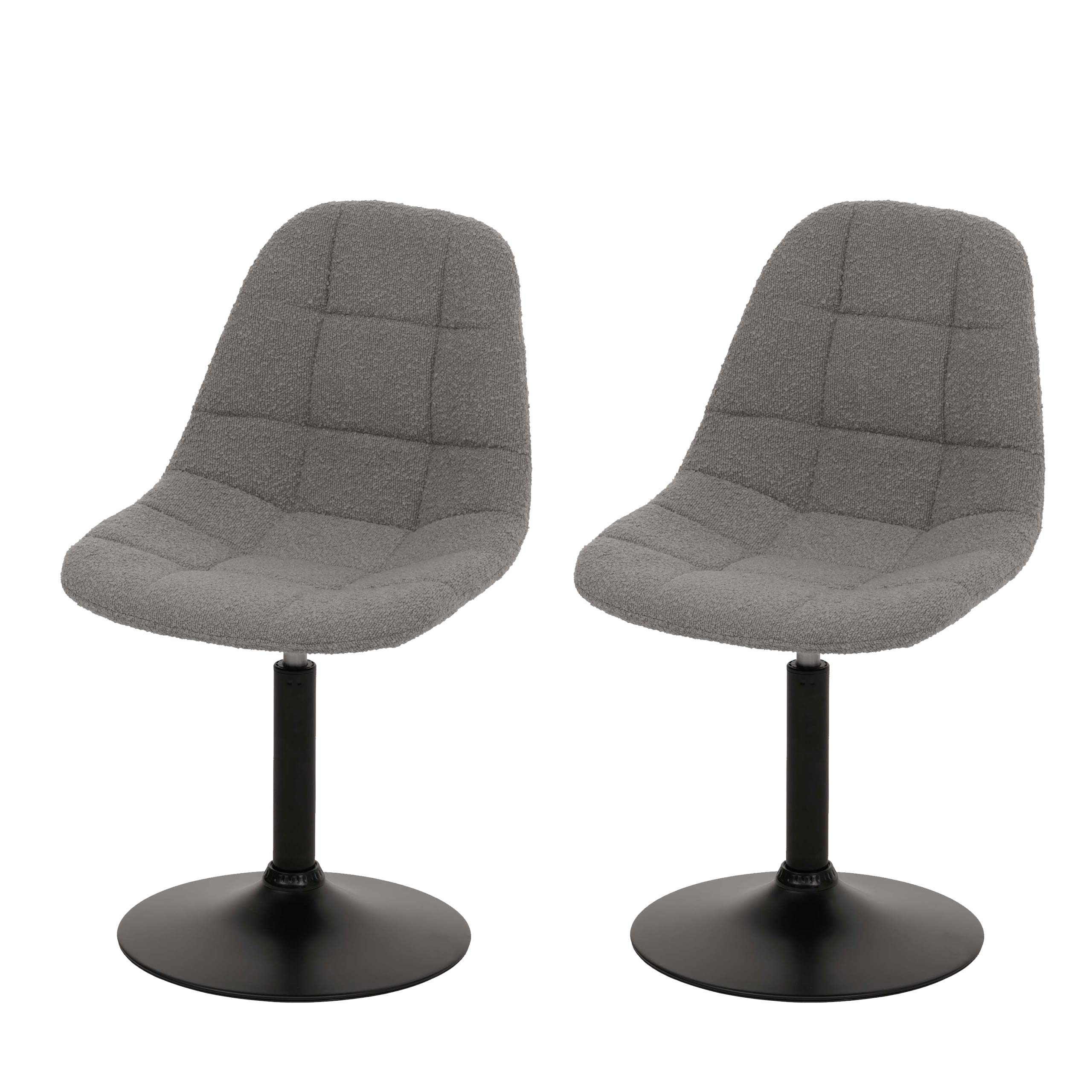 Zestaw 2 krzeseł do jadalni HWC-A60, krzesło kuchenne obrotowe, stal MVG tkanina/tkanina bouclé (450g/m²) ~ szary