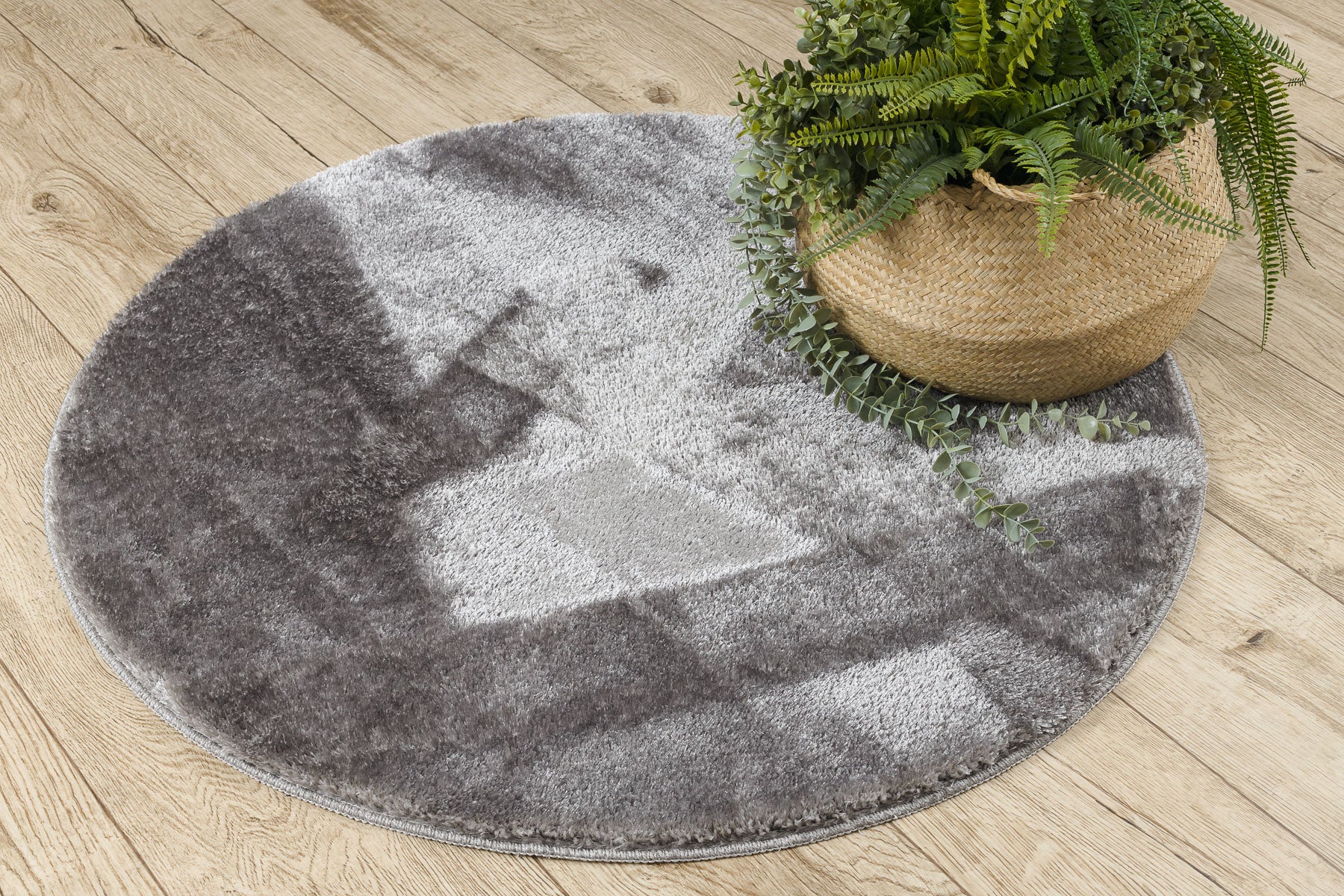 Tapis de salle de bain SANTA cercle plaine, antidérapant, doux - gris cercle 100 cm - 5
