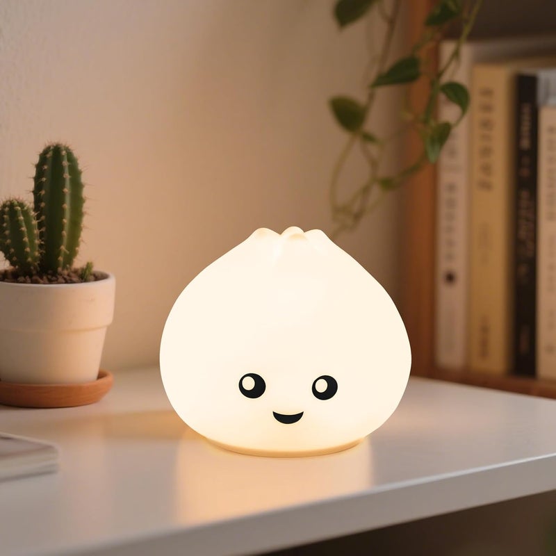 Lampka nocna dla dzieci, silikonowa lampa z płynnie ściemnianym ciepłym światłem i 7 kolorami światła, ładowana przez USB, sterowanie dotykowe