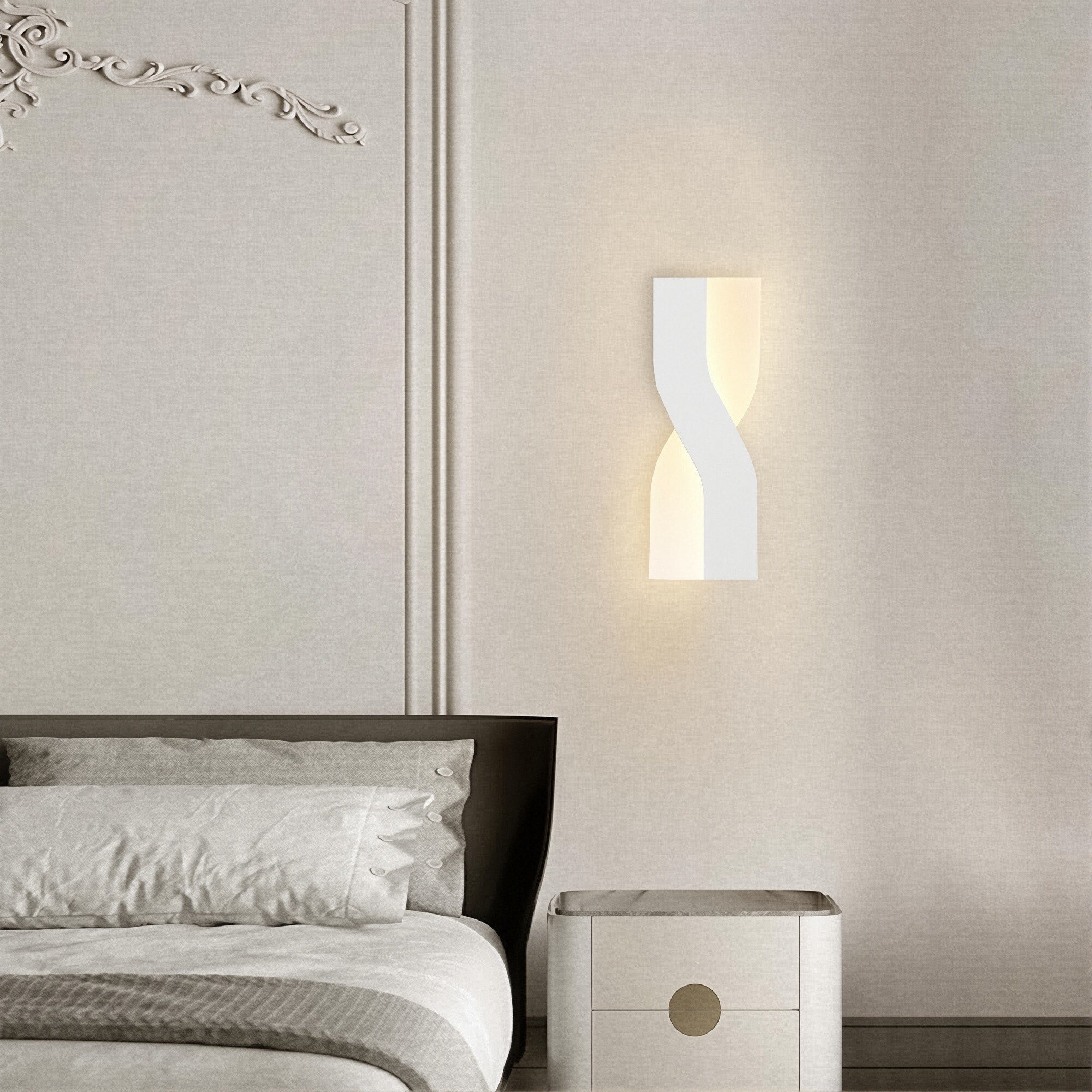 Lampada da parete a LED in stile europeo, apparecchi di illuminazione per interni, lampada da parete girevole da comodino per camera da letto - 6