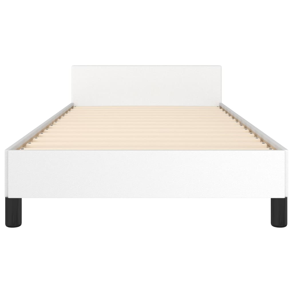Cadre de lit sans matelas, similicuir blanc, pour la chambre, 90 × 190 cm - 6
