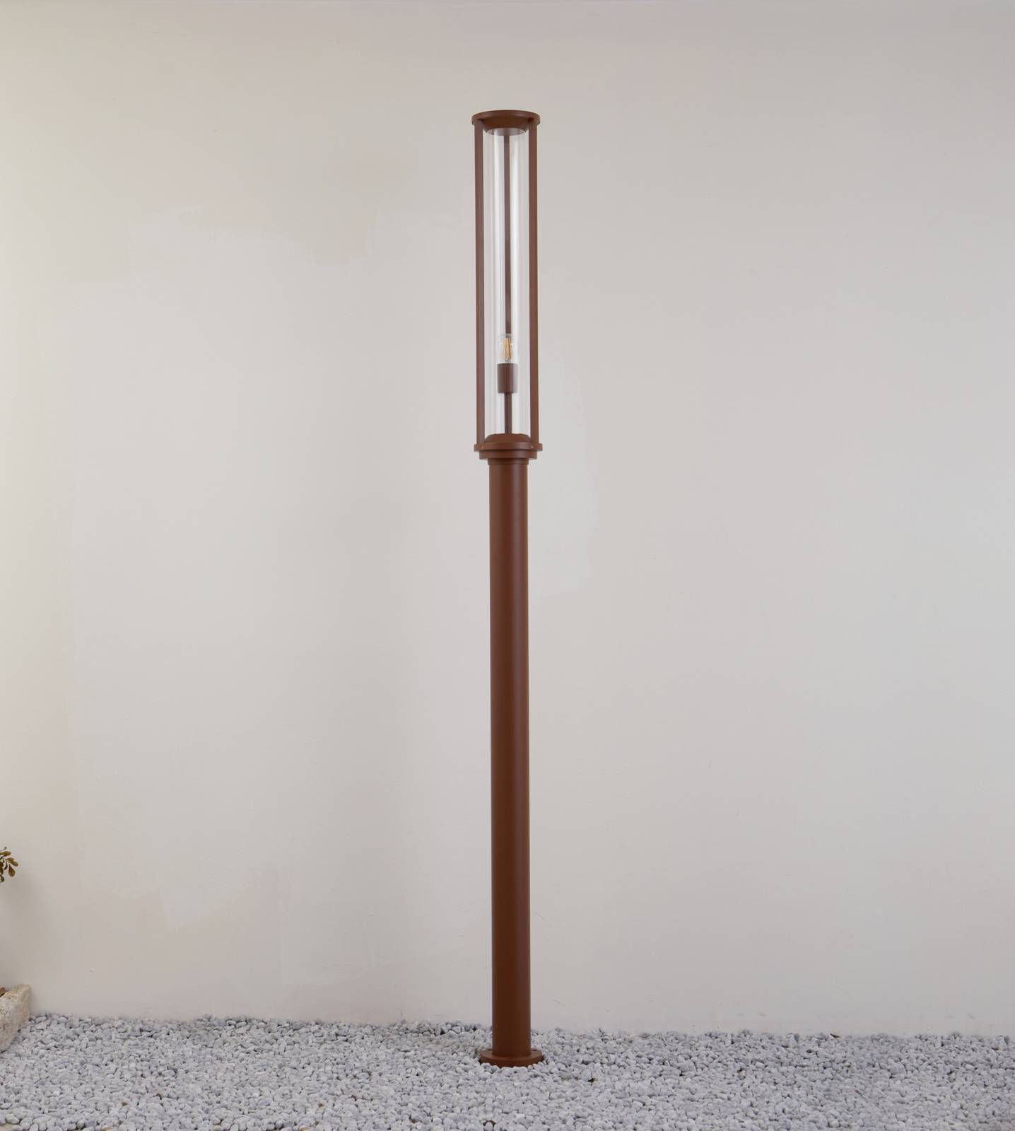 Lucande lampada da esterno Alivaro, color ruggine, 220 cm, E27, IP65, Candelabro, lampada da esterni - 4