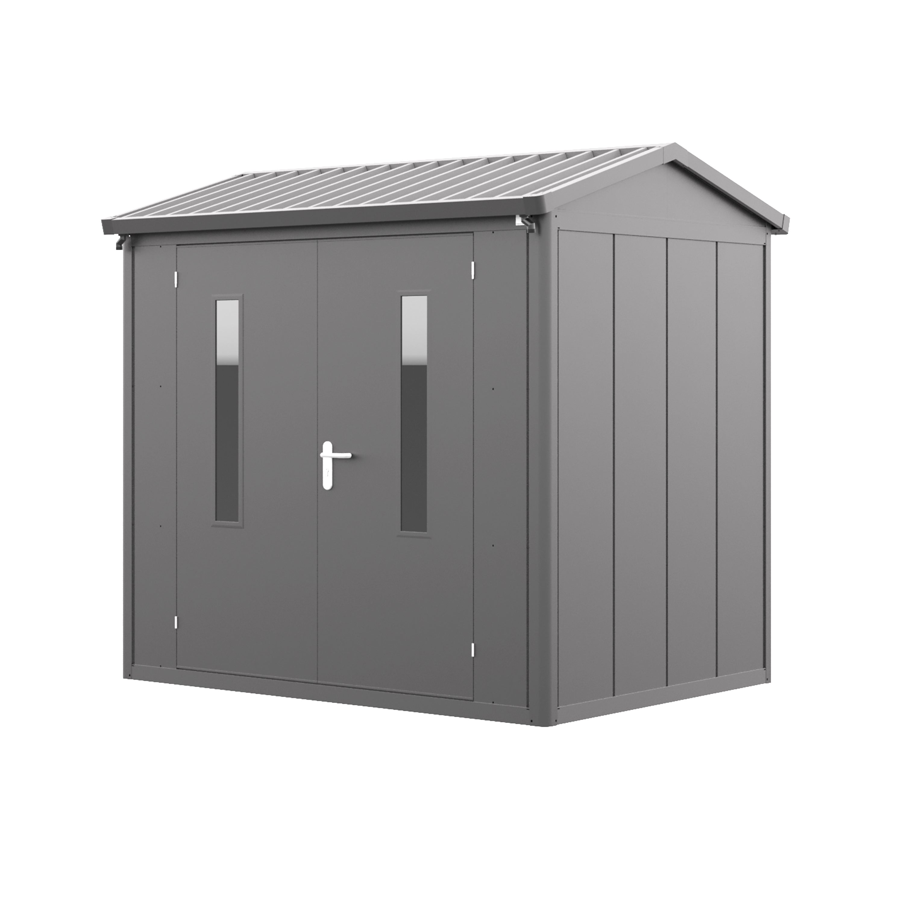 GFP Primeyard domek narzędziowy metalowy 228x180x231 cm domek ogrodowy dach dwuspadowy antracyt