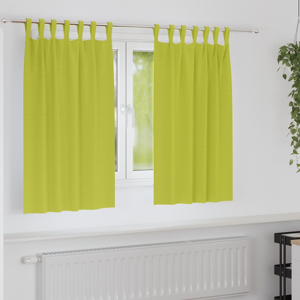 Firany blackout z kółkami 2 pcs Zielony 140 x 140 cm Poliester vidaXL