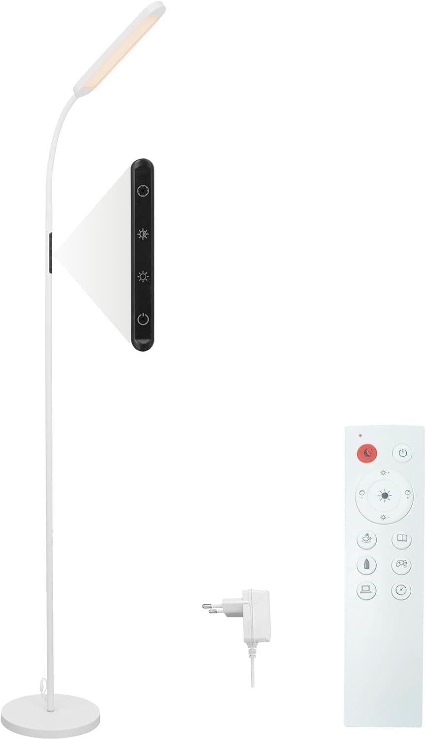 ZMH Lampada da terra a LED per soggiorno, lampada da terra bianca variabile, 11W, divano flessibile a 360° - 2
