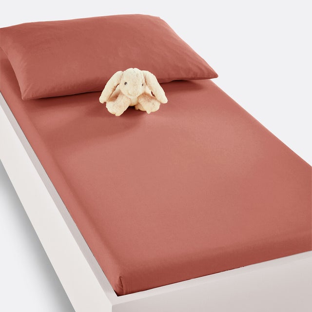 Drap housse bébé coton bio, Scenario - Bois de rose - 60 x 120 cm