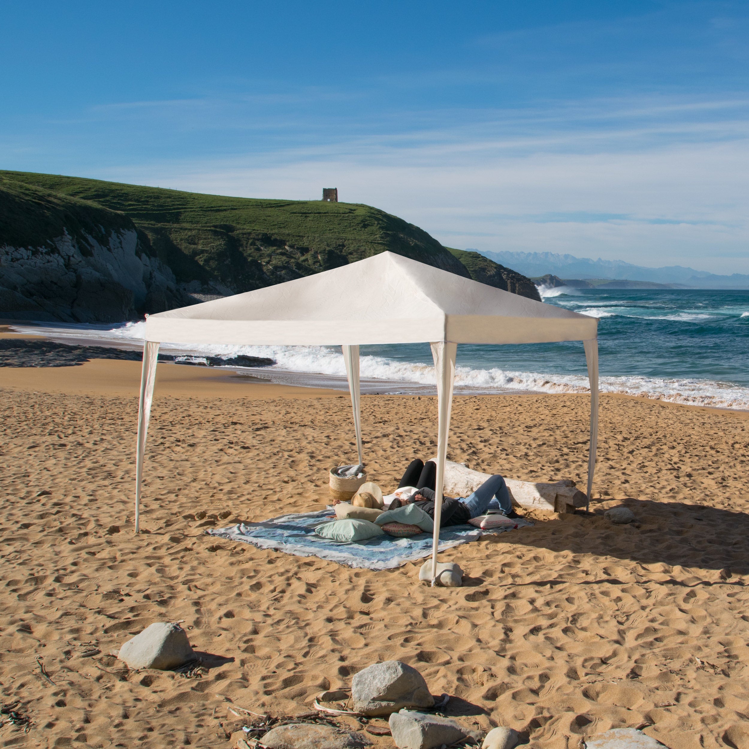 Carpa Plegable 3x3 m Blanca – Incluye Vientos y Piquetas de Fijación - Lona Rafia 100 gr/m2 - 2