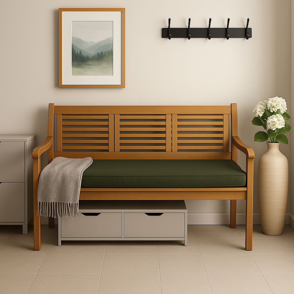 Cojín para banco de jardín 170x60x7cm asiento, cojín de asiento plano, cojín exterior de jardín Verde, cojín para columpio de jardín - 3