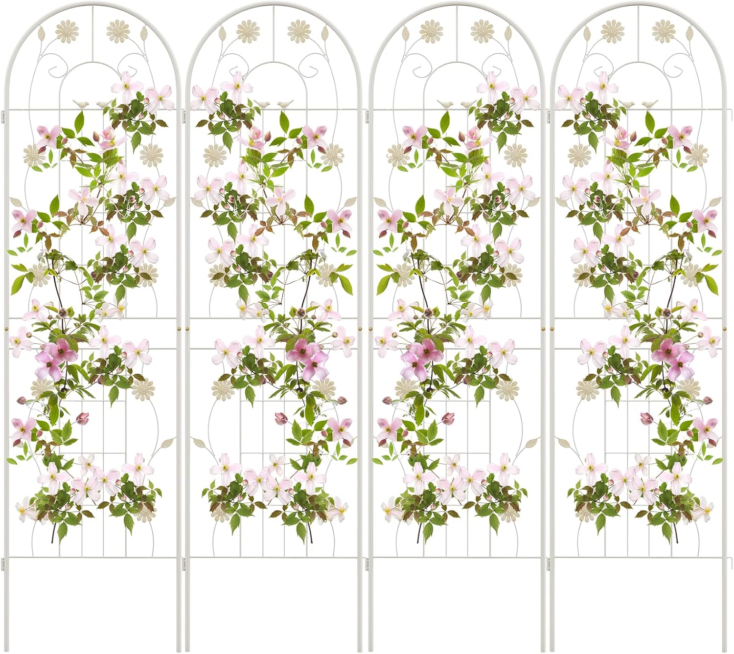 Treillis Jardin Pour Plantes Grimpantes, 51 X 220 Cm, Treillis Fleurs De Jardin En Métal Antirouille, Treillis De Rosiers Grimpants Extérieur, Support De Concombres, Pour Cours, Pelouses, 2 Pcs | FR