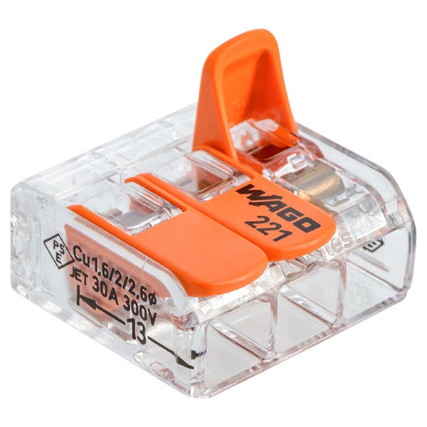 Sachet de 3 bornes S221 3 entrées fils souples et rigides 0.5 à 6mm²-WAGO - 2