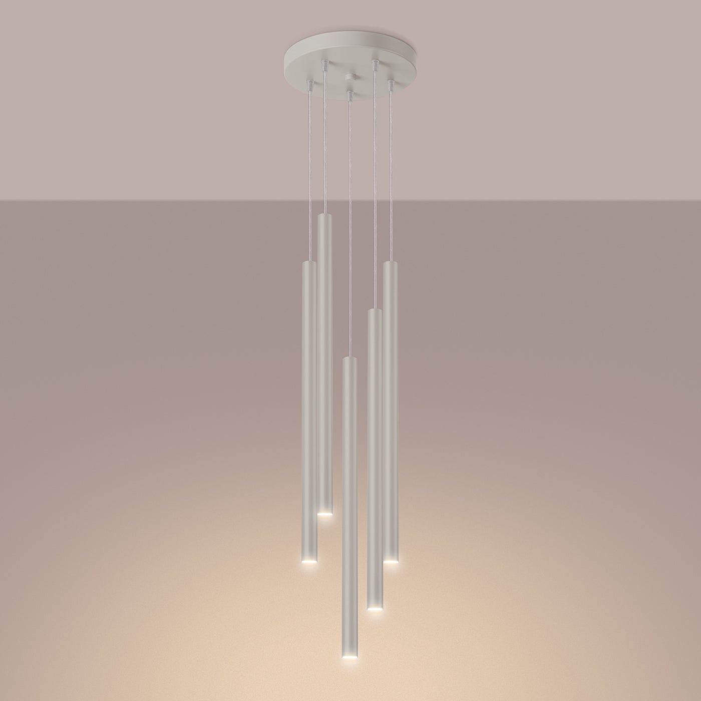 Lampa wisząca BRILL 5P beżowa LED 3000K - 25x25x104cm Sollux