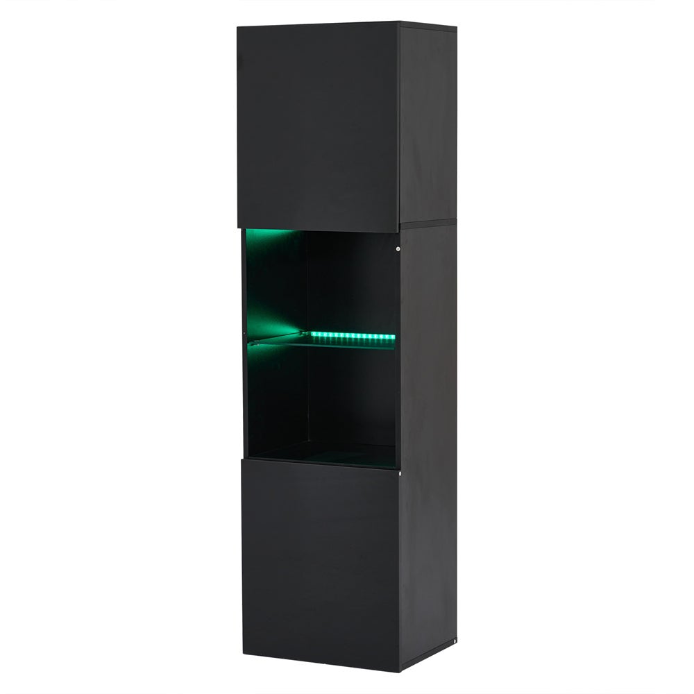 Vetrina LED nera da 160 cm, design moderno, ante alte/basse, vetro temperato, per soggiorno o ufficio 45x35 - 4