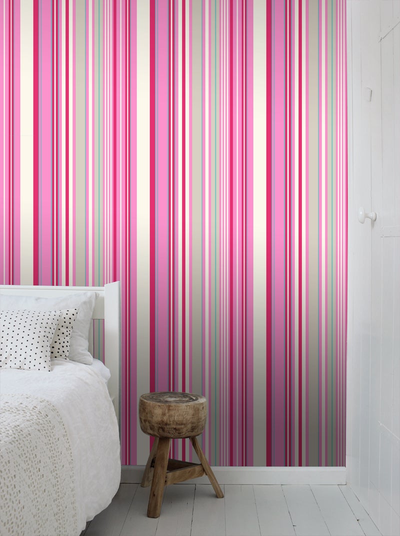 Tapeta paski różowymIturkusowym - 53 cm x 10.05 m - ESTAHOME - 8