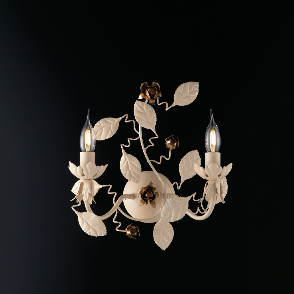 Bella Applique en fer laqué décapé ivoire 2 lumières .37 P.21 BL196-AP2-AV - 2