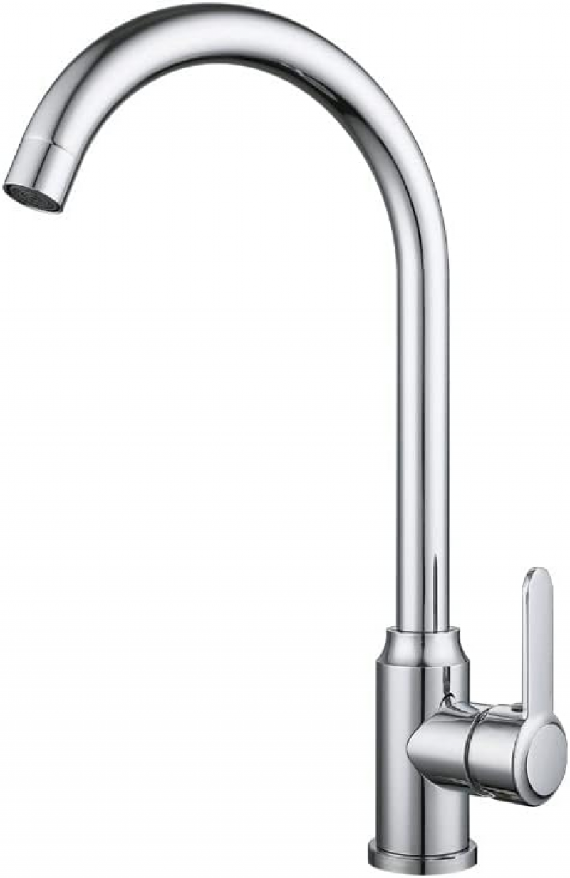 Bateria kuchenna ze stali nierdzewnej, bateria zlewozmywakowa na ciepłą i zimną wodę, duży łokieć z polerowanym lustrzanym wykończeniem