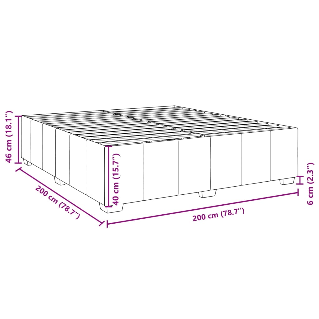 Cadre de lit sans matelas noir 200 x 200 cm tissu - 9