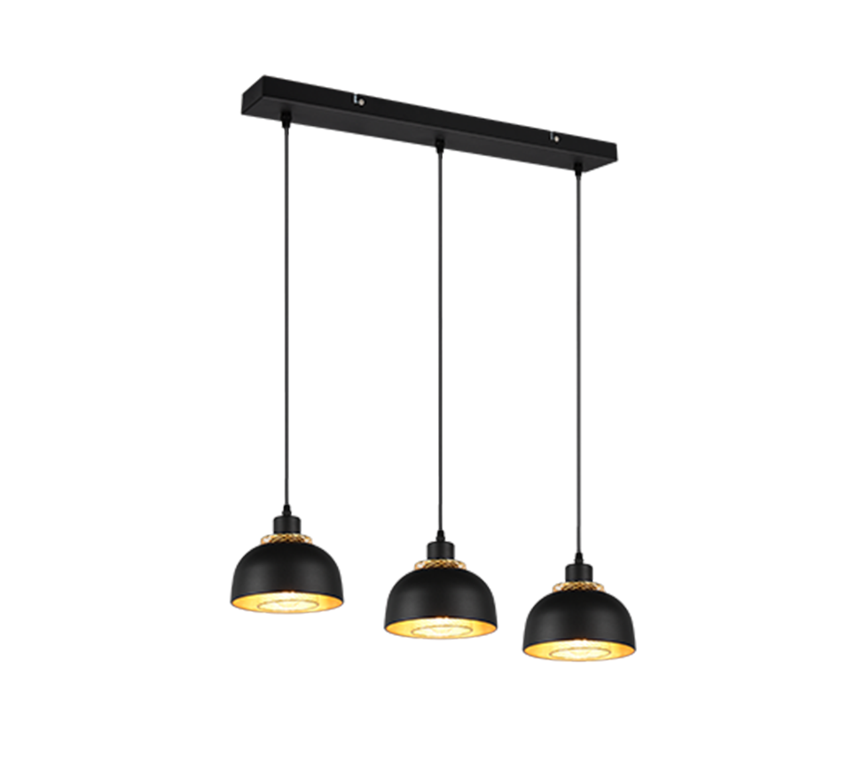 Lampa wisząca PUNCH czarno-złota 3 x E27 x 40W wym:150x68x18cm RL