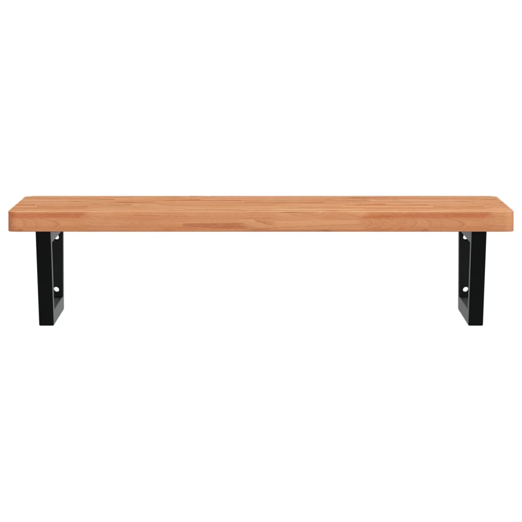 Maison Exclusive - Ripiano a Parete per Lavabo in Acciaio e Massello di Faggio - 4