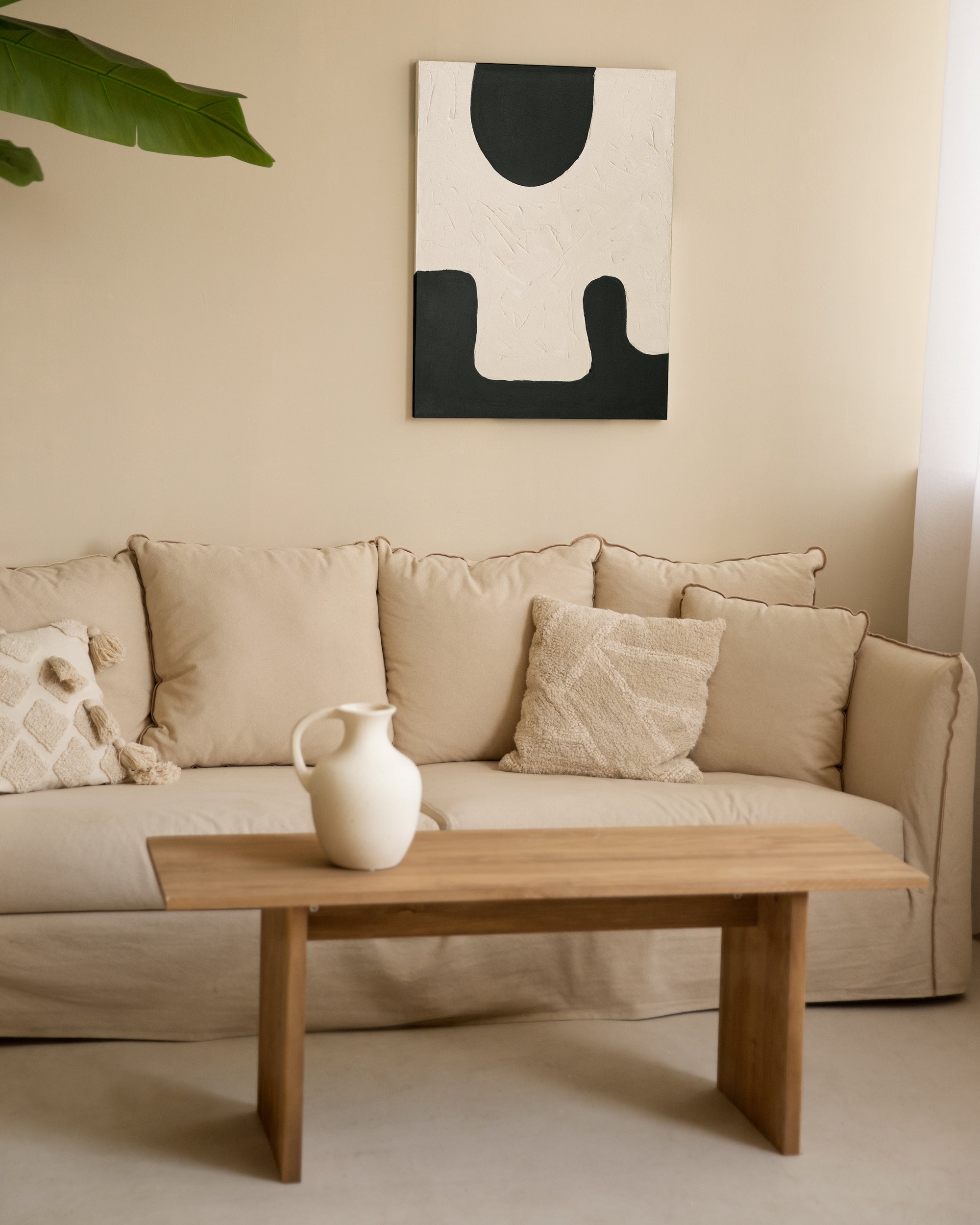 VARO - Tableau décoratif sur toile de coton avec cadre en bois blanc peint à la main à la peinture à l'huile 80x60cm - DECOWOOD - 2