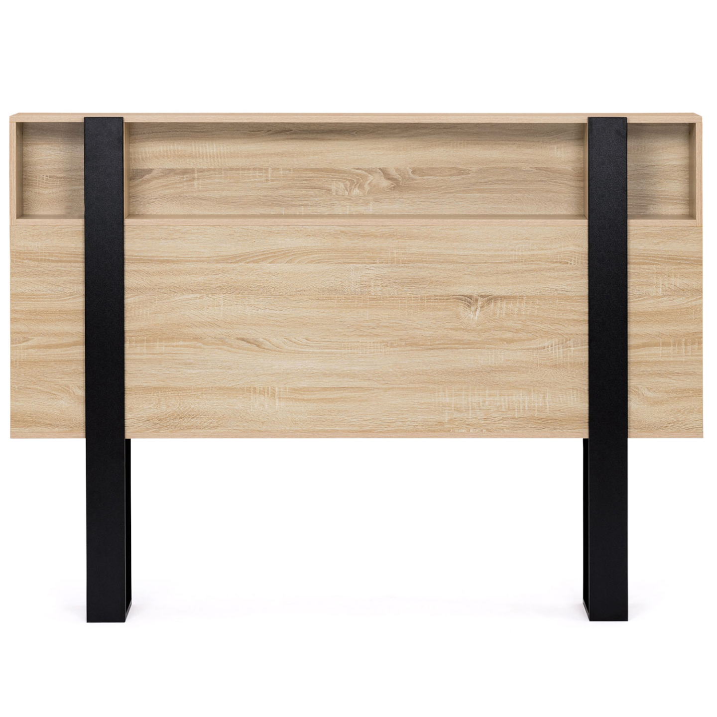 Tête de lit sur pied PHOENIX 160 cm avec rangements bois et noir - 3