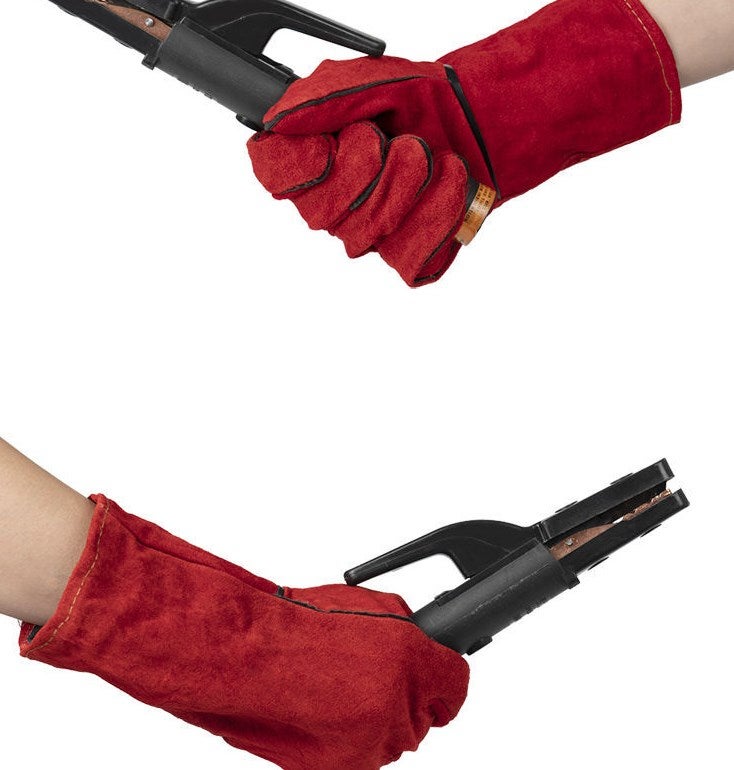 （rouge）Gant cuir de bovin pour soudure - Taille unique - L.33 cm - 5