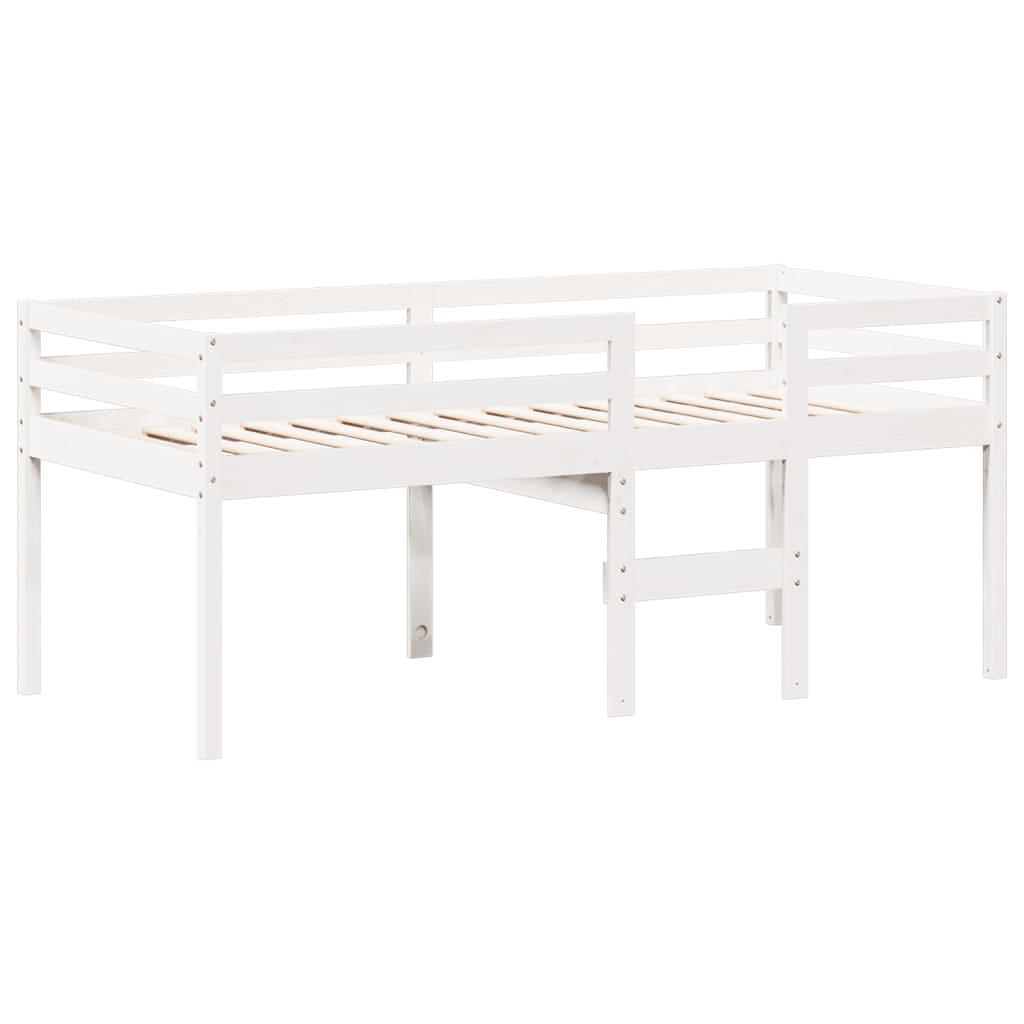 Lit haut avec toit blanc 75x190 cm bois de pin massif - 5