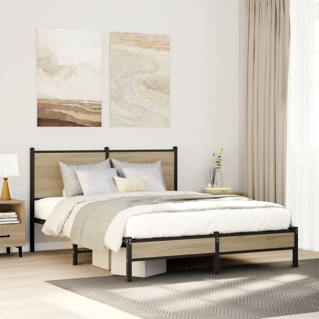 Łóżko Metalowe Czarne Rama łóżka Ze Stelażem Łóżko Do Sypialni Pokoju 140x200 cm