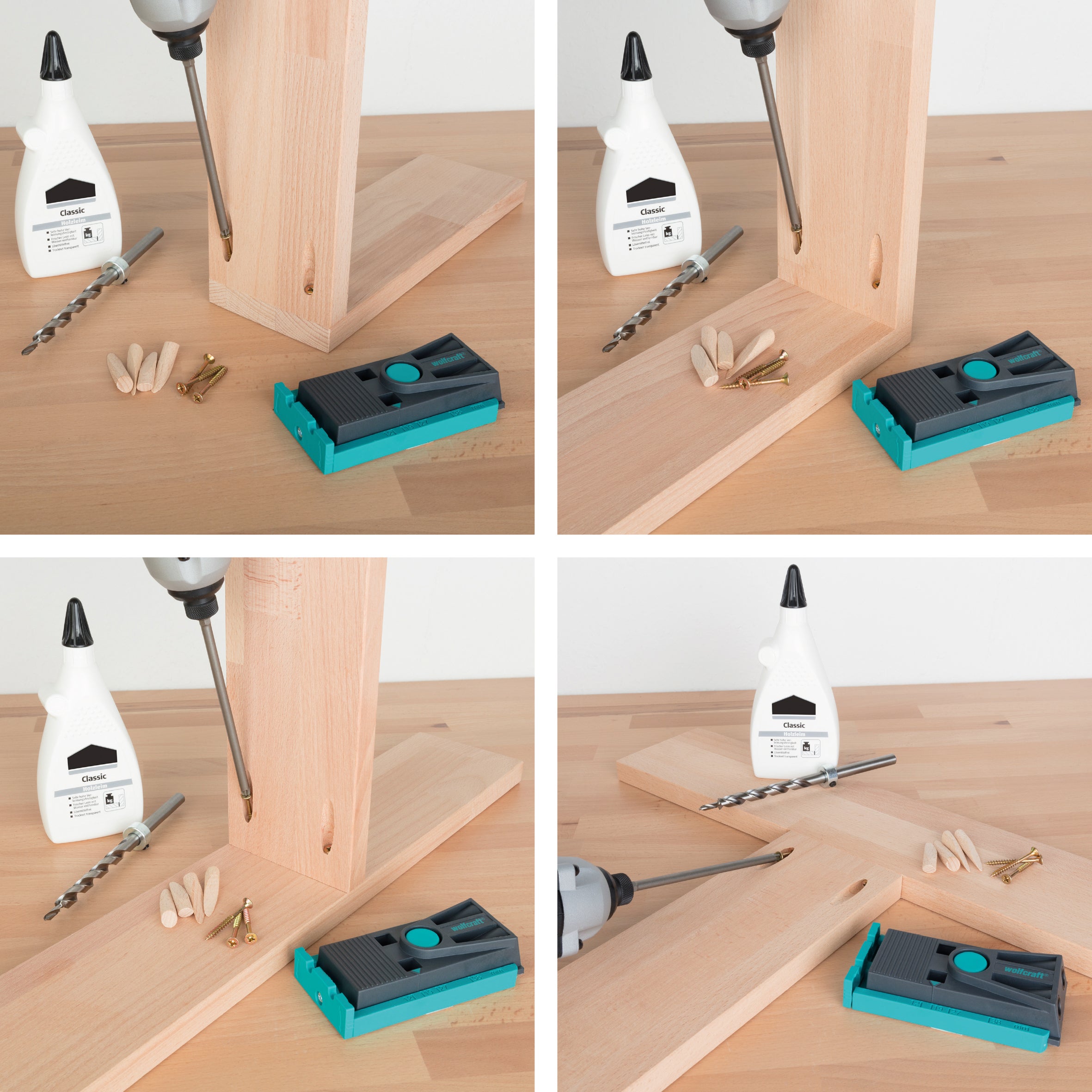 Kit Coffret Undercover Jig Pozidriv et 2 Presses d'angles - Pour Assemblages en angle invisibles - wolfcraft 8629000 - 4