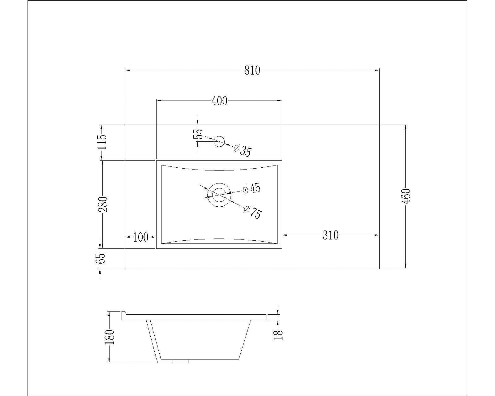 Meuble de salle de bain vasque déportée - 2 tiroirs - MALIA et miroir rond Led SOLEN - blanc - 80cm - 5