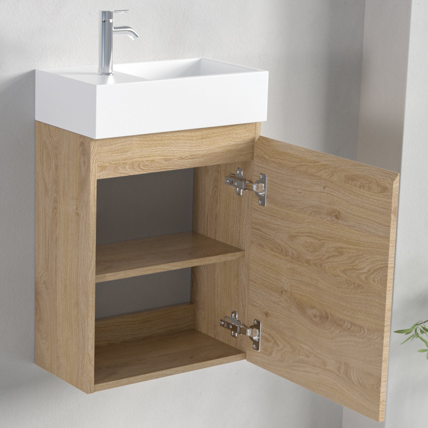 Mueble de baño suspendido con lavabo 40 cm roble claro - LOMAZOO Malibu - 4