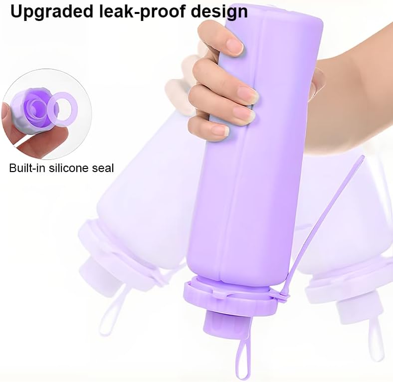 Gourde pliable 600 ml, en silicone, légère et étanche, idéale pour le camping, la randonnée, le vélo et les activités de plein air. violet. - 5